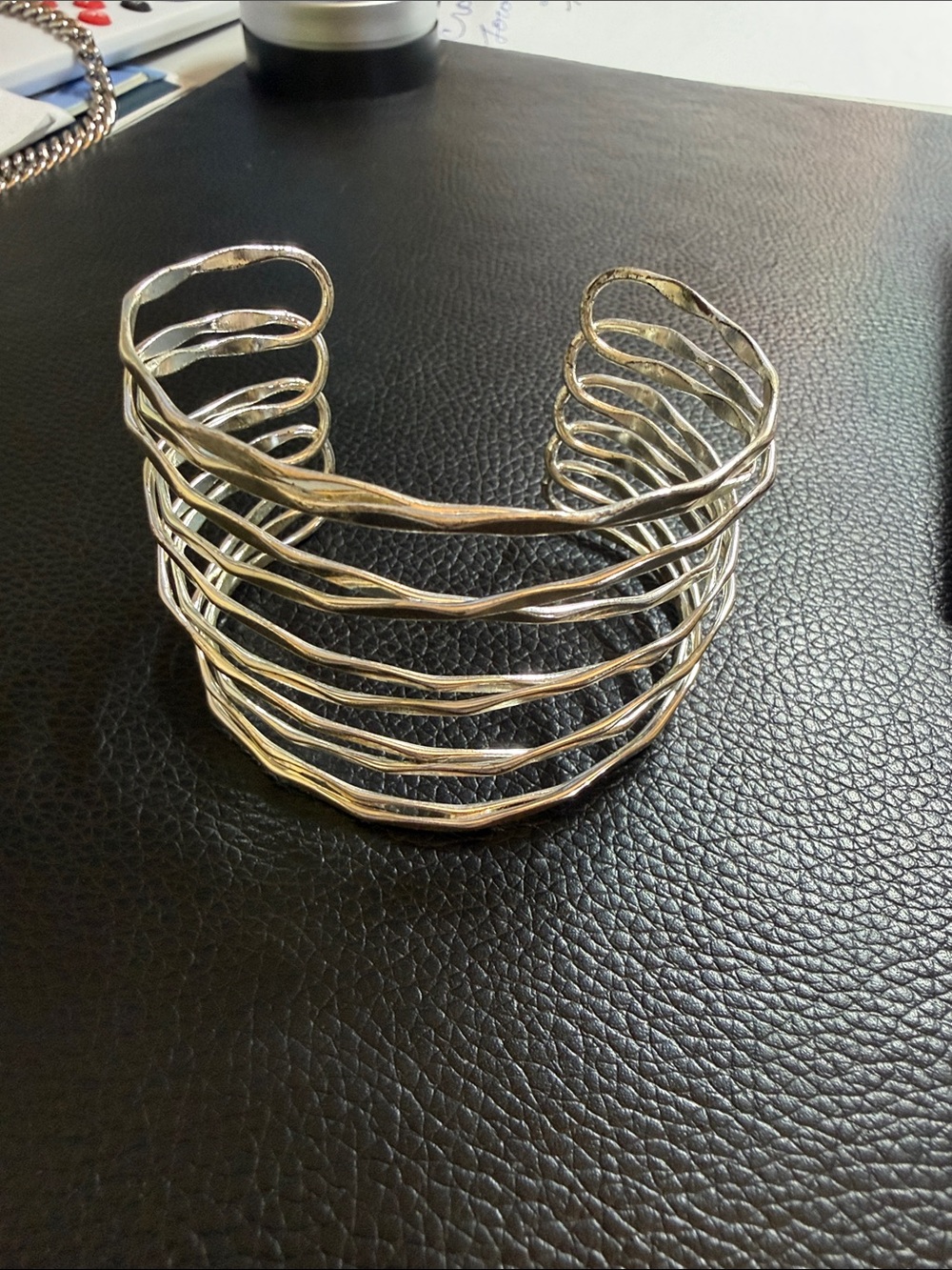 Silver Multi-Band Open Cuff Bracelet